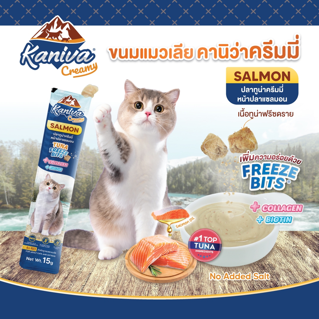 ขนมแมวเลียคานิว่าครีมมี่ สูตรแซลมอน