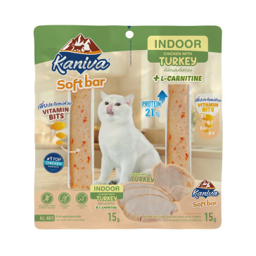 KANIVA Soft Bar (คานิว่า ซอฟท์บาร์) เนื้อไก่ผสมเนื้อไก่งวง สูตรแมวเลี้ยงในบ้าน